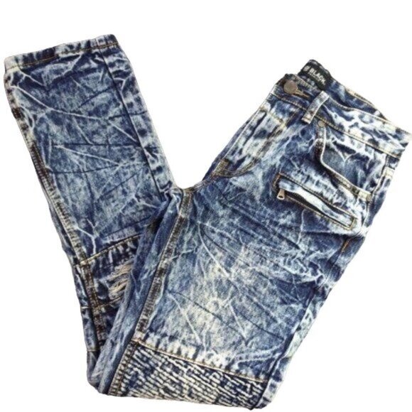 CJ Black Premium Distressed Ripped Denim Slim Fit Jeans W28 L30 Streetwear - Picture 1 of 12